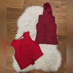 Vintage Red Sleeveless Tops Set